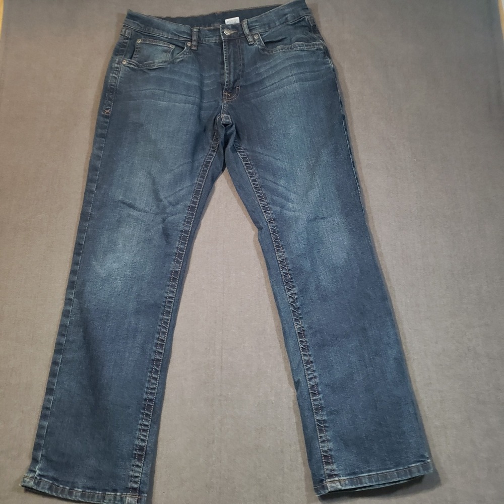 Berne Jeans Mens 32x32 Blue Straight Leg Stretch Workwear P622DKW
